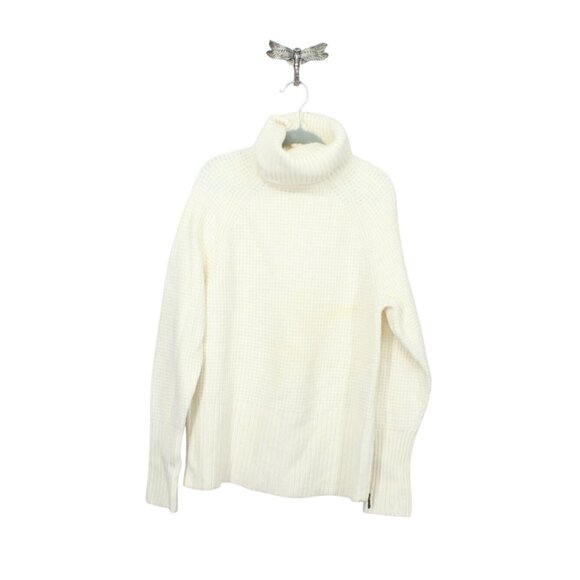 LL Bean SuperSoft Waffle Sweater Turtleneck Cream Size XS - Picture 1 of 12
